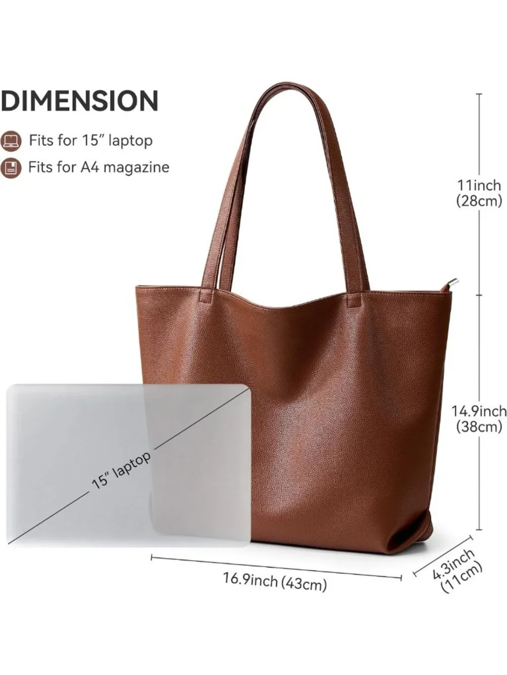 Soft Vegan Leather Tote Bag for Women | Large Hobo Zipper Purse & Casual
